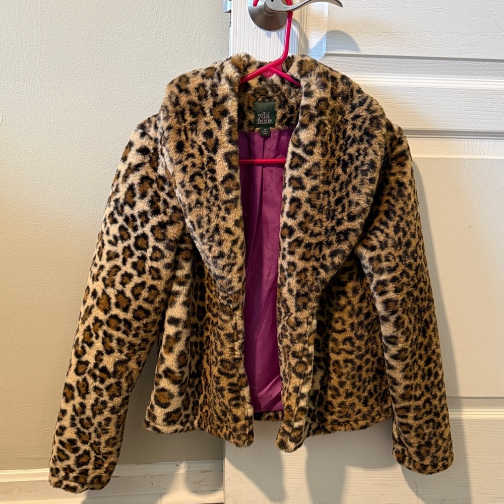 Leopard Print Faux Fur Jacket